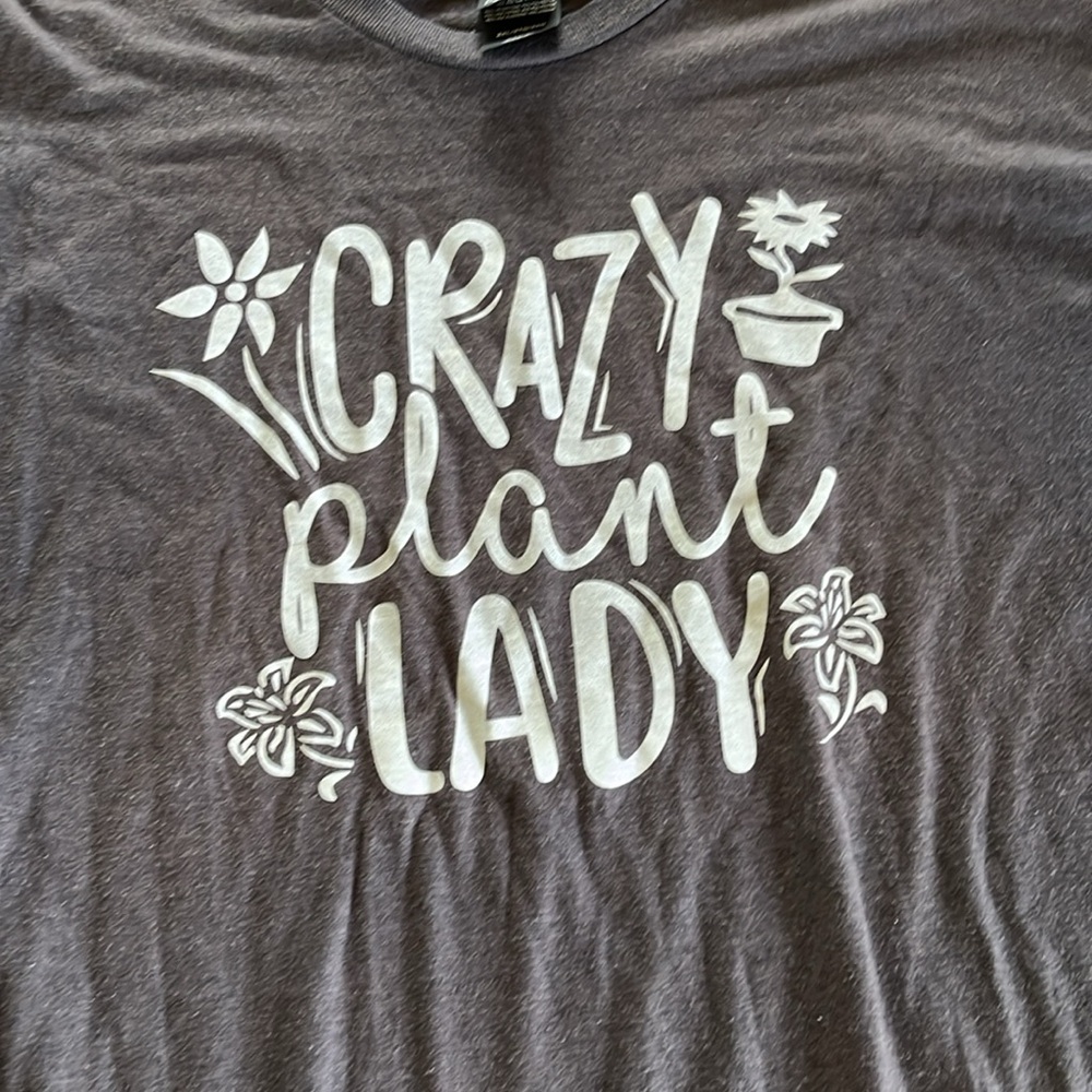 Hanes Perfect Tee in Dark Gray “Crazy Plant Lady” 2XL - Picture 4 of 6